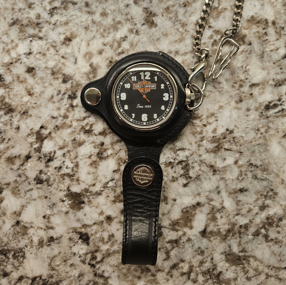 Harley Davidson Pocket Watch, Vintage New Never Used, Brown H-D Logo 9962894v
